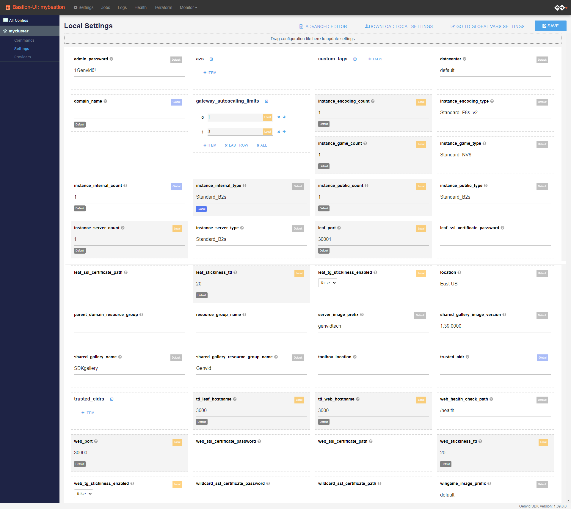 Terraform settings with SSL, DNS, and application gateway